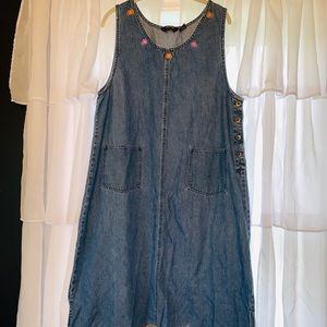 Denim Embroidered Midi Dress
